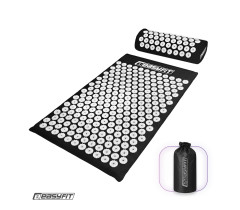 Массажный коврик Easyfit с подушкой (аппликатор Кузнецова) + чехол Черный с белым