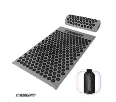 Массажный коврик Easyfit с подушкой (аппликатор Кузнецова) + чехол Серый с черным