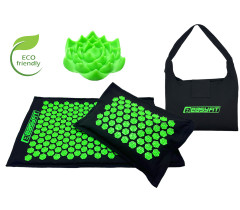 Массажный коврик EasyFit AcuRelax с иголками (аппликатор Кузнецова) черно-зеленый