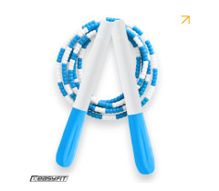Бисерная  скакалка EasyFit FreeRope 2,7 м (бело-голубая)