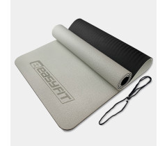Коврик для йоги и фитнеса EasyFit TPE+TC 6 мм двухслойный серый-черный