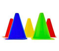 Конусы-фишки спортивные EasyFit  17 см (набор 10 штук) разноцветные