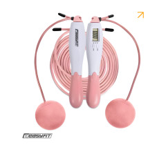Скакалка без шнура EasyFit TwinRope со счетчиком 2,8 м белый-розовый