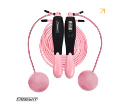 Скакалка для похудения EasyFit TwinRope 2,8 м черный-розовый