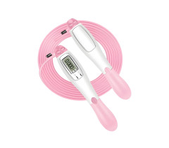 Скоростная скакалка со счетчиком EasyFit белый-розовый